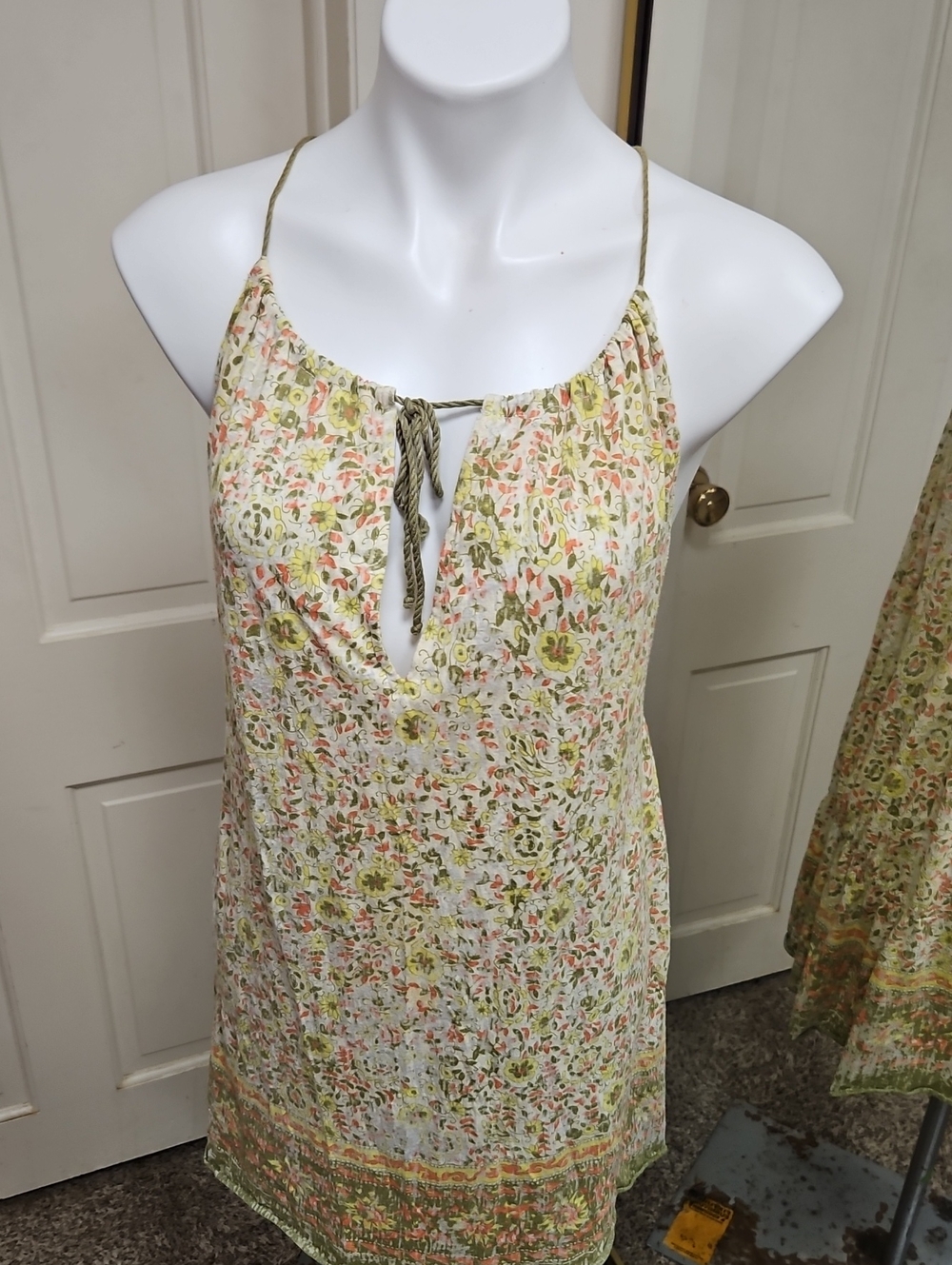 Free People Rare Vintage Blockprint  Floral Top Dress Cover Up